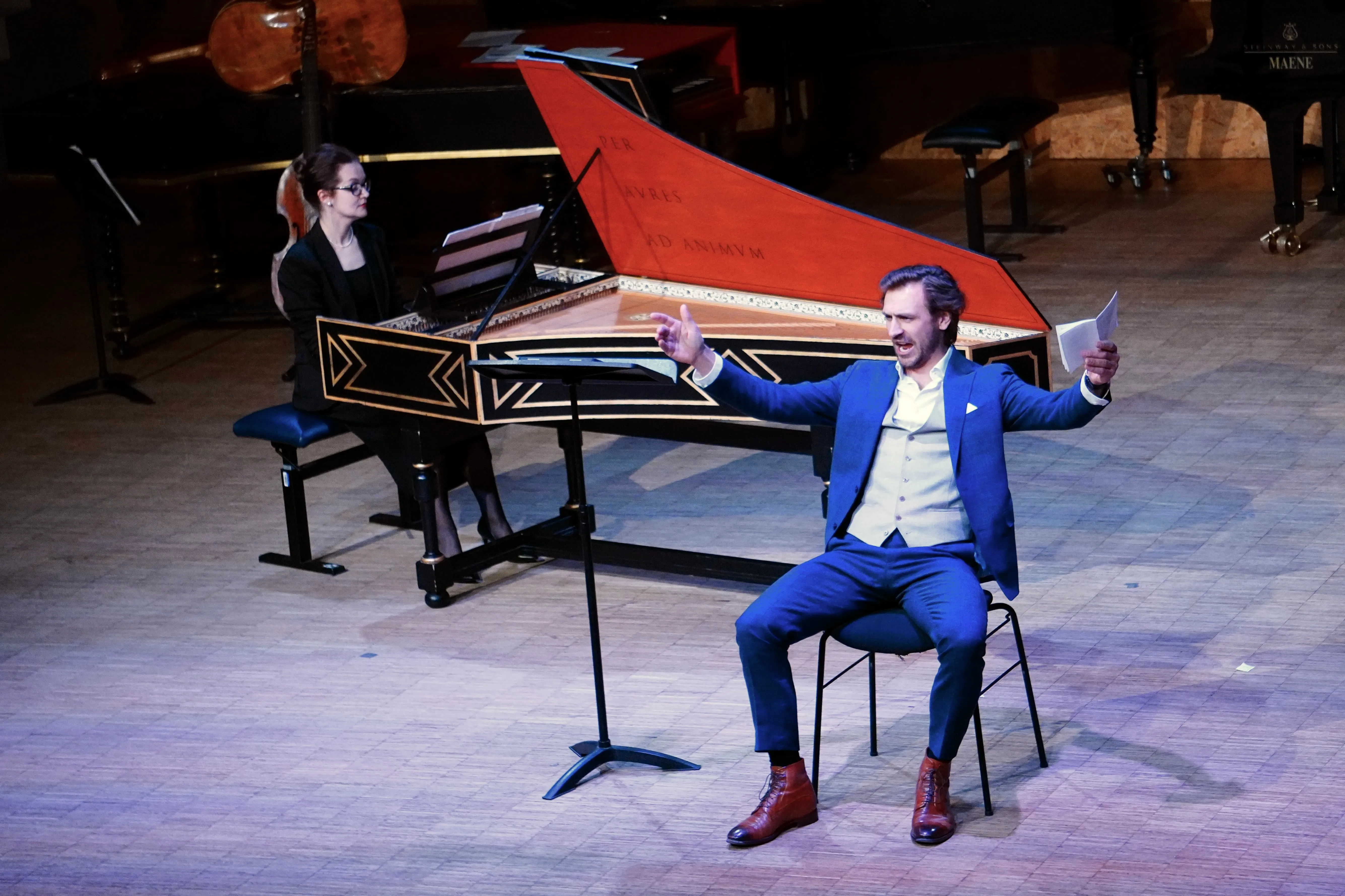 Bas Cornelissen playing with Liubov Titarenko in the Haitinkzaal, Conservatorium van Amsterdam