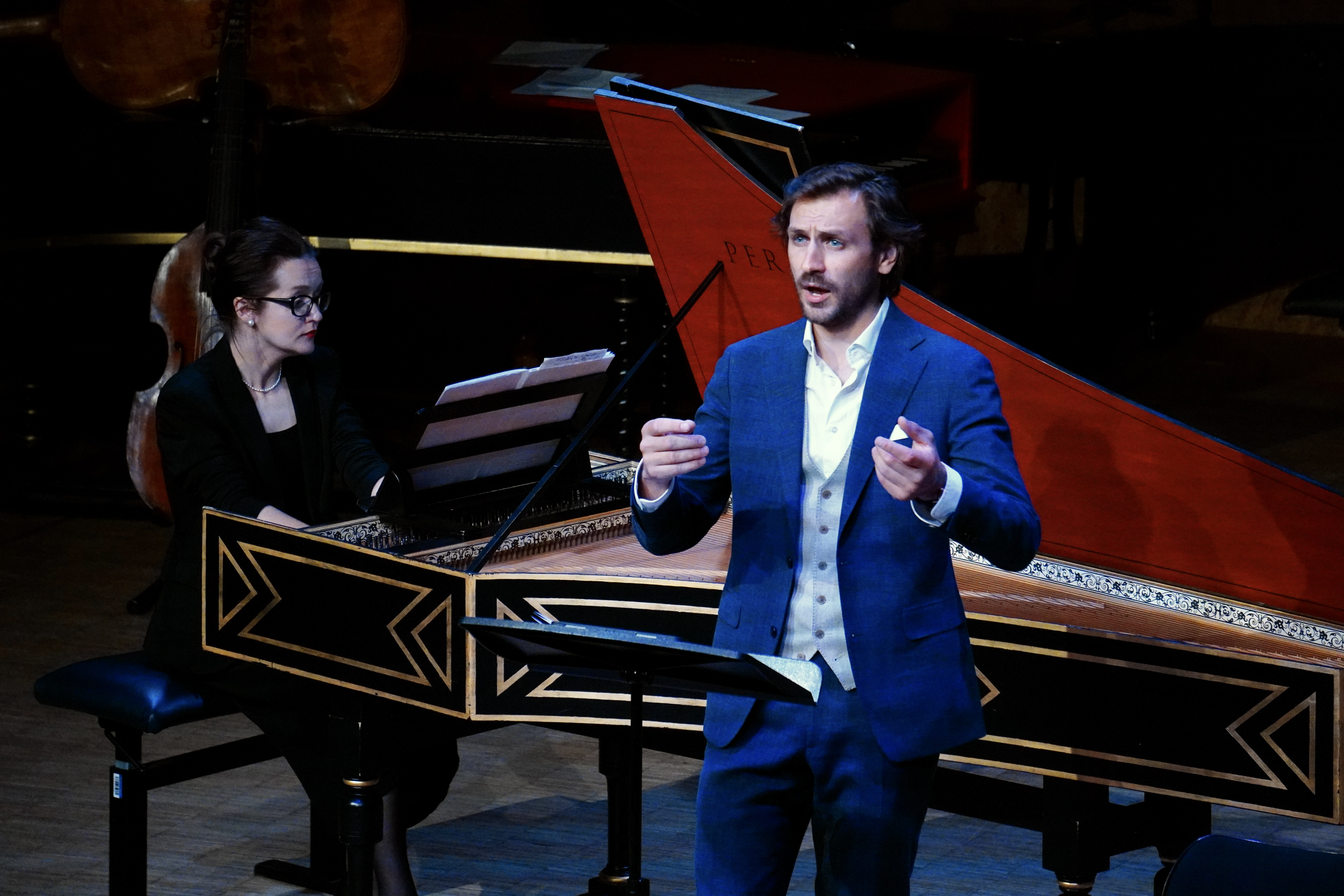 Bas Cornelissen playing with Liubov Titarenko in the Haitinkzaal, Conservatorium van Amsterdam