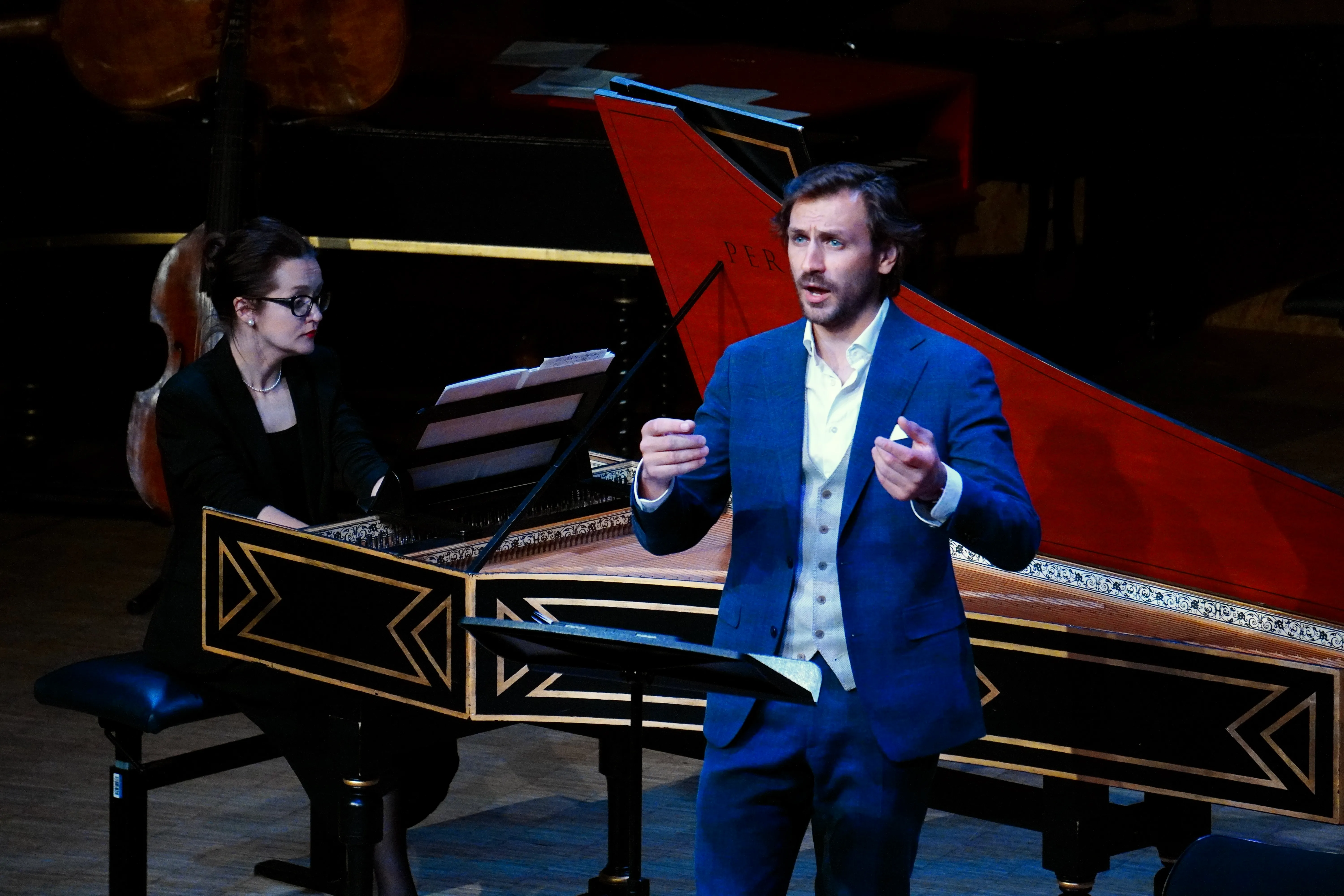 Bas Cornelissen playing with Liubov Titarenko in the Haitinkzaal, Conservatorium van Amsterdam